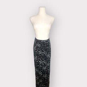 BAILEY 44 Faded Black Abstract Print Midi Skirt (Sz M/L)